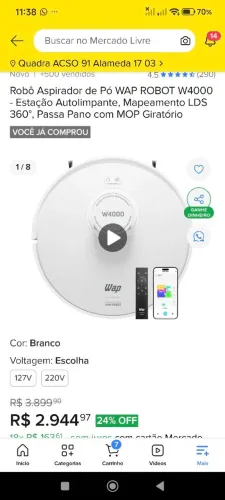 Robô aspirador Wap W4000