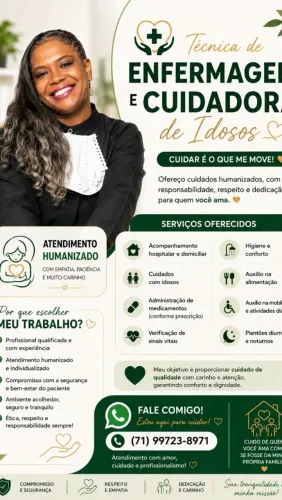 Técnica de enfermagem e cuidadora de idosos