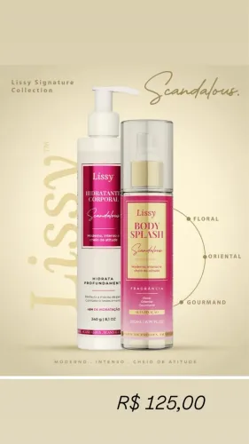 Kit Body splash + Hidratante fragrância ( Lissy Original ) Dourado , Rosa , roxo , 
