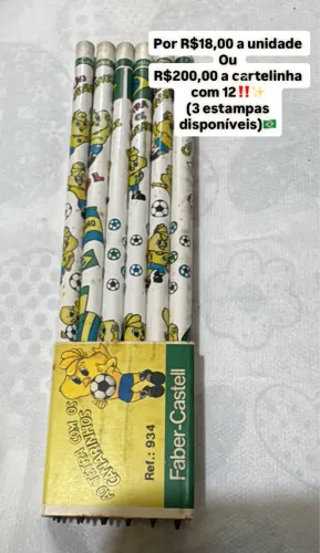 Lápis Faber Castell - Super Raro / Canarinho Copa de 1986 (PACOTE COM 12 LÁPIS)