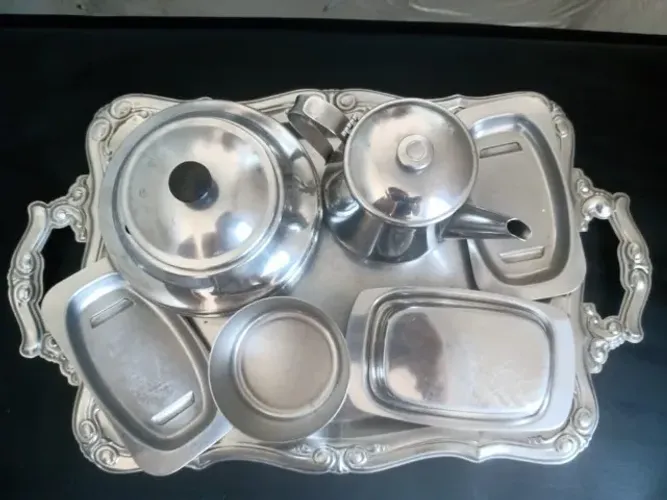 Bandeja antiga de inox 18/10