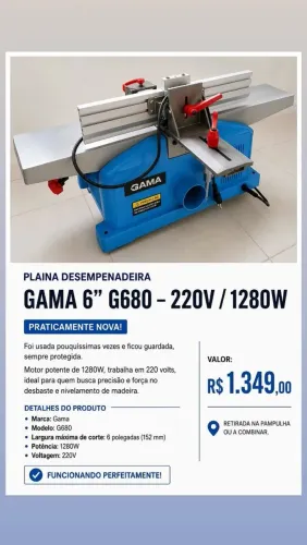 Plaina Desempenadeira Gama 6? G680 ? 220V / 1280W ? Praticamente nova!