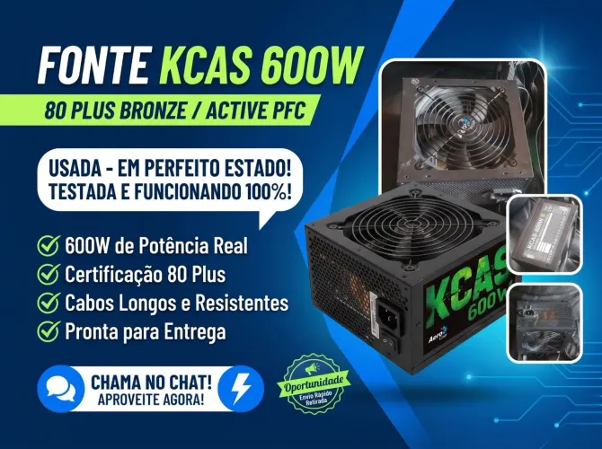 Fonte Aerocool KCAS 600W 80 Plus Bronze Full Range