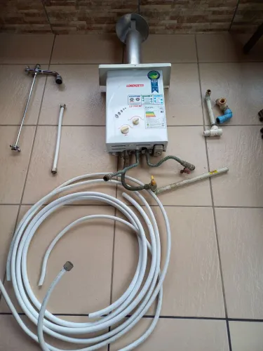 Aquecedor a gas com kit completo de instalação