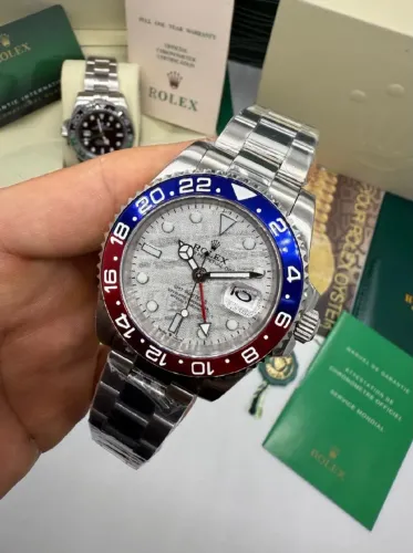 Relógio Estilo RLX GMT-Masters II Automático Aço Inoxidável 904L Pulseira Oyster