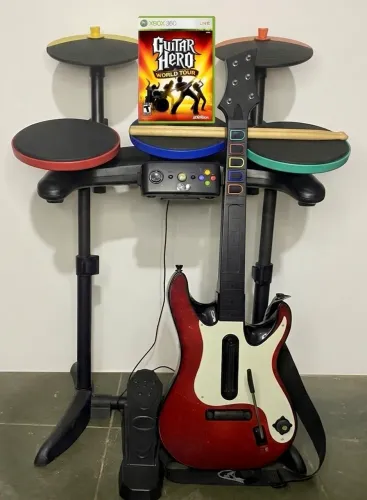 Guitarra + Bateria Guitar Hero World Tour - Xbox 360 /PC - Nao faço menos!