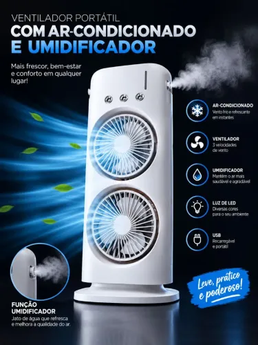 VENTILADOR 2 EM 1, UMIDIFICADOR E AR-CONDICIONADO - MAIS FRESCOR E CONFORTO PRO SEU DIA!!<br>