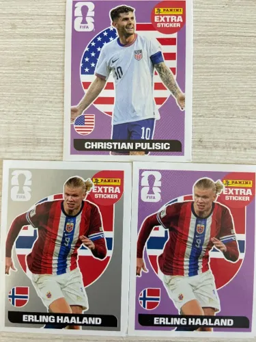 Vendo 3 figurinhas da copa 2026.Uma prata e uma regular do Haaland.Uma regular do Pulisic.