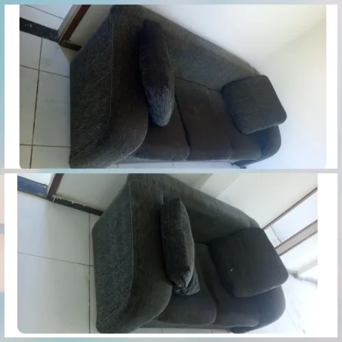 Conjunto de dois e três lugares de Sofá bastante conservado, designer moderno, semi novo