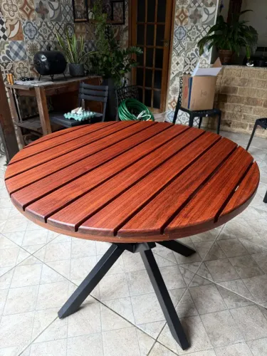 MESA MADEIRA REDONDA PARA AREA EXTERNA 