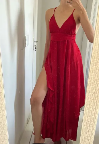 Vestido longo ideal para ensaios, casamento, festa