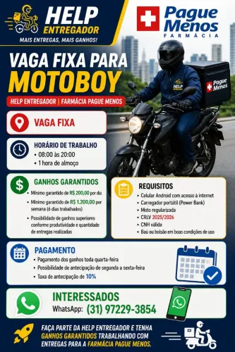 Vaga Para Motoboy Farmácia