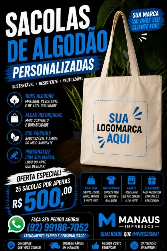sacola ecobag de algodão personalizadas