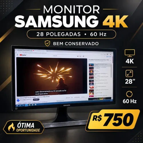 Monitor Samsung 4K 28"<br><br>60 Hz<br><br>