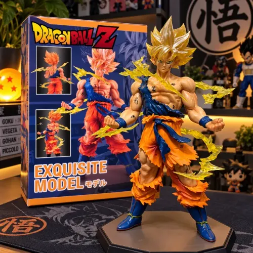 Boneco Goku Super Saiyajin Dragon Ball Z 16cm em PVC + Base