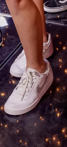 Tênis Nike Court Original Branco com Strass - Customizado Debutante - Tam 37 