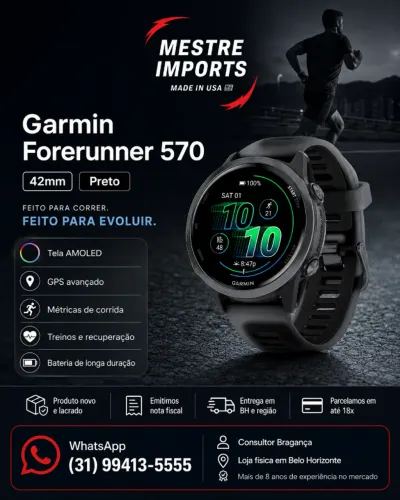 Garmin Forerunner 570 42mm Preto Novo Lacrado