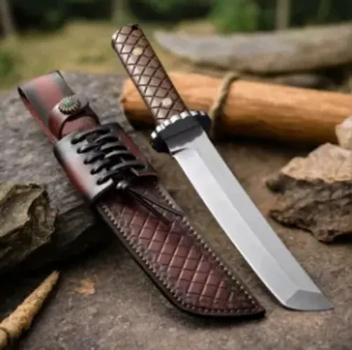 Faca Tanto Full Tang 36cm Cabo Madeira De Deserto