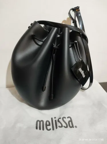 Bolsa Melissa Sac Bag Original com saco proteção da marca, cor preto Opaco