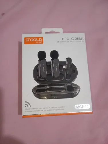 Microfone de lapela sem fio tipo C 2 em 1