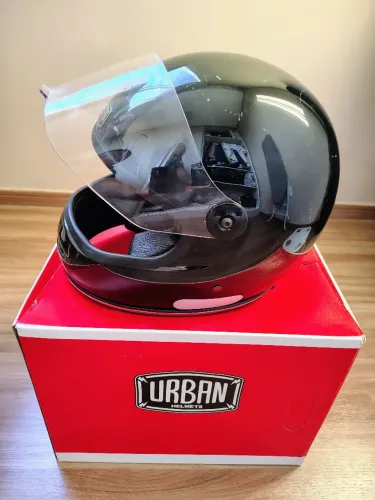 Capacete Urban Helmets Retrô Preto Brilhante | Tam. S | Caixa Original