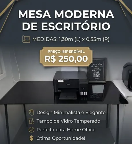Mesa de escritório preta minimalista