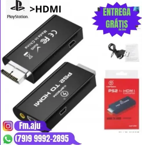 Adaptador conversor Playstation PS2 HDMI Novo / Entrega Grátis Aju 8km