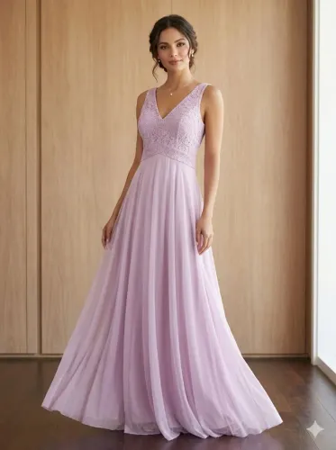 Vestido longo com bojo e cor Rosê