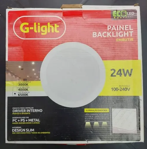 Painel Led G-light 24w Embutir Redondo 6500k Novo