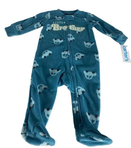 Macacão Carter's Fleece Com Pés Little Brother Bebê Menino