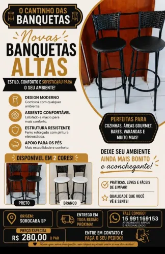 Banquetas Altas para Balcão/Cozinha Americana 2 unidades Produto Novo !