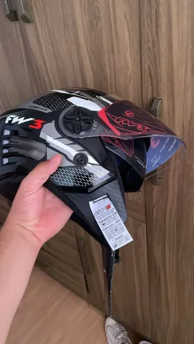 Capacete modo aberto Fw3 x open fox C/óculos colorido do tamanho 56 cor grafite brilhante