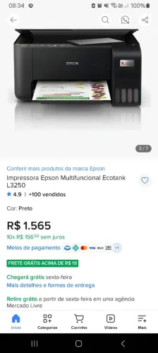 Vendo impressora Epson l3250
