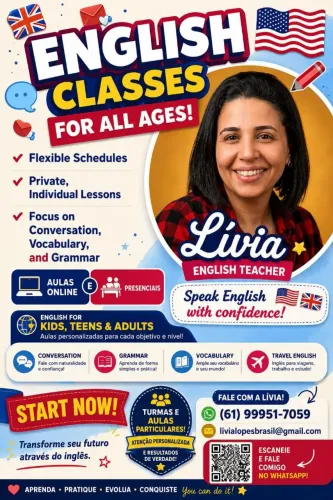 Aulas de Inglês - Domicílio/Remoto