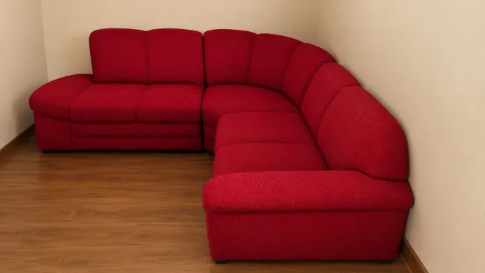 12X Troco Sofá vermelho modular em L de canto 6 lugares Tecido