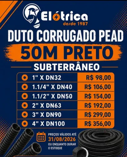 Duto subterrâneo corrugado com guia puxafio