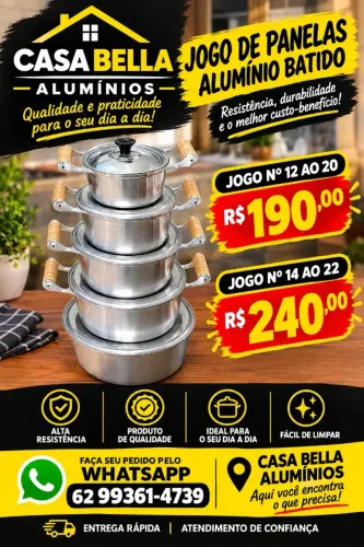 Jogo de Panela de Aluminio batido
