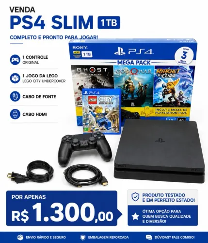 Ps4 slim 1tb semi novo