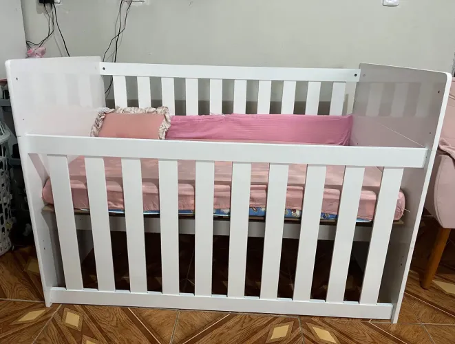 Berço Americano 3 em 1 Branco + Colchão