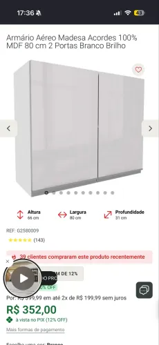 Armário aéreo 80cm