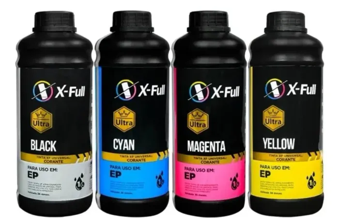 Kit Tinta X-full 4 Cores ECOTANK ULTRA Impressoras Epson 1L Cada