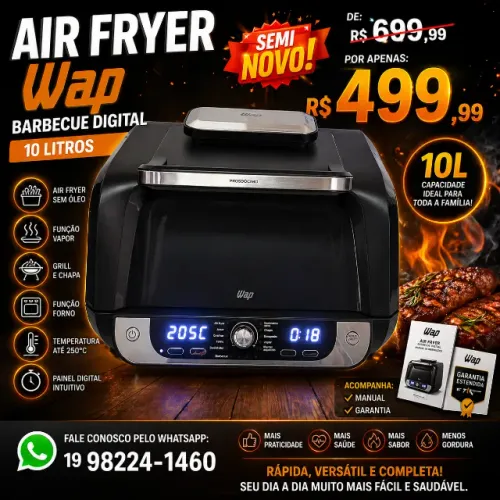 Air Fryer Wap Barbecue Digital 12 em 1