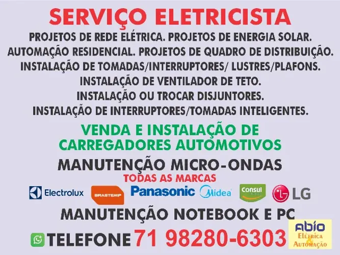 Serviços de Eletricista e Automação.