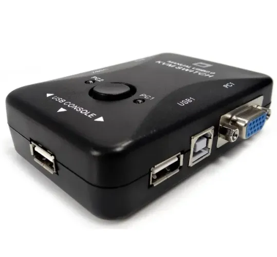 Switch Chaveador Knup KVM HUB 2x1 - Alterne 2 computadores em 1 Monitor VGA com um toque
