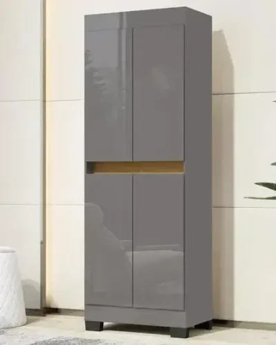 Armário ultilitario com 4 portas cinza mel 