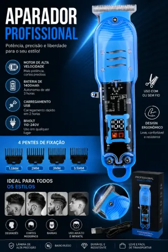 [NOVO] Maquina de barba e cabelo Smart LCD recarregável