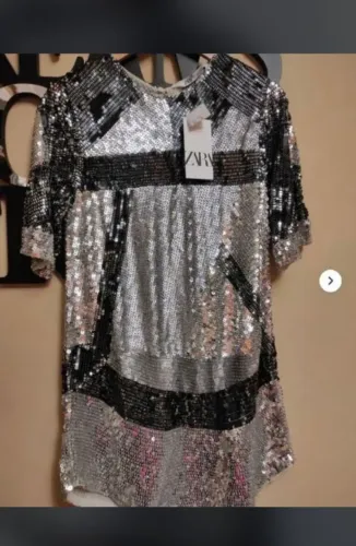 Vestido festa paetê zara novo