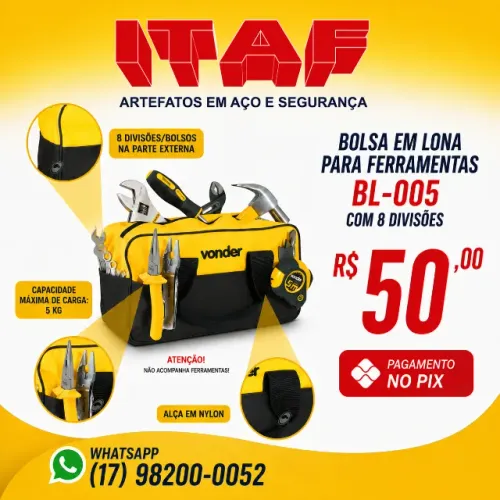 Bolsa Em Lona Para Ferramentas Bl-005 Com 8 Divisões Vonder