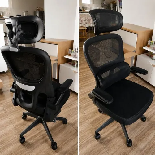 Cadeira de Escritório Sweet Studio Ergonômica Preta, com Apoio de Cabeça e Suporte Lombar
