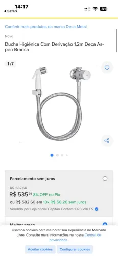 Ducha higiênica 1,2 da deca